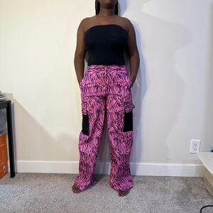 Vibrant Pink and Black Ankara Pants